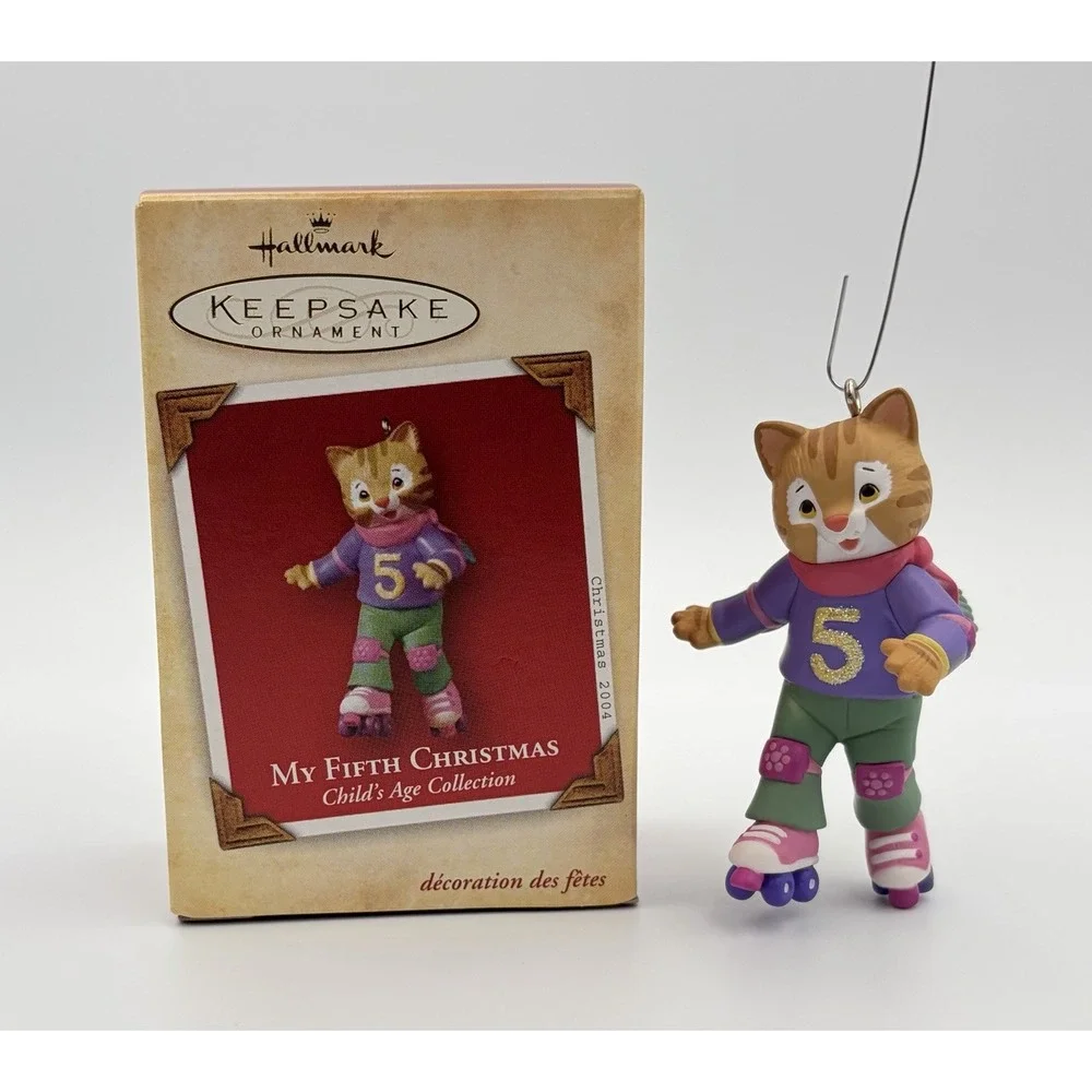 Hallmark Keepsake Ornament 2004 My Fifth Christmas Rollerblading Kitten QXG5704